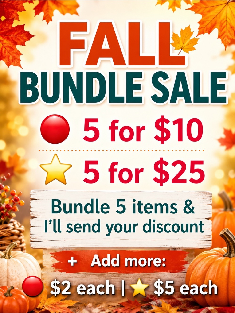 🔴 5 for $10 | ⭐️ 5 for $25 — bundle & save!